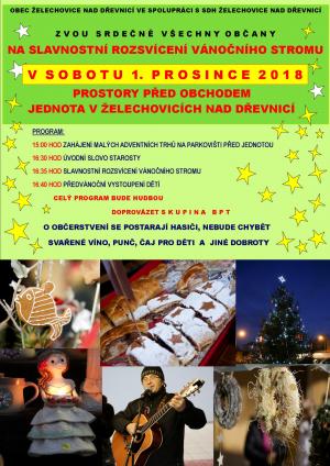 Slavnostní rozsvícení vánočního stromu v Želechovicích nad Dřevnicí 2018 1